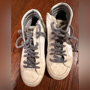 P448 High-Top Sneakers with Cream and Gray Accents